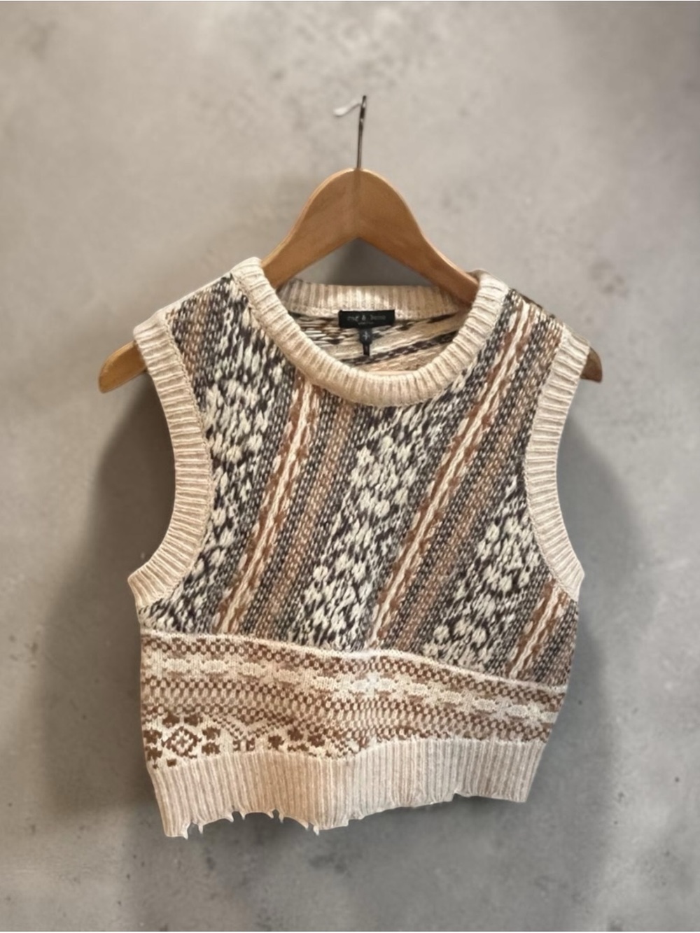 NWOT: Rag & Bone | Cropped Cream Sweater Vest | Size Small Petite - Picture 5 of 11